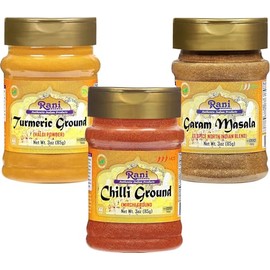 Rani Turmeric Powder, Chilli Powder, Garam Masala 3oz (85g) PET Jar Combo Pack of 3 ~ All Natural | 100% Pure, Salt Free | Vegan | Gluten Friendly | NON-GMO | Indian Origin