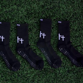 Premier Edge 3 Cross Black Grip Socks - Quantity: 1 Pair, Size: Size 4-6