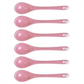 Albedel Pink 6 pcs Porcelain Egg Spoons Ceramic Spoons 4.7 inch Coffee Dessert Yogurt Tea Milky Tea