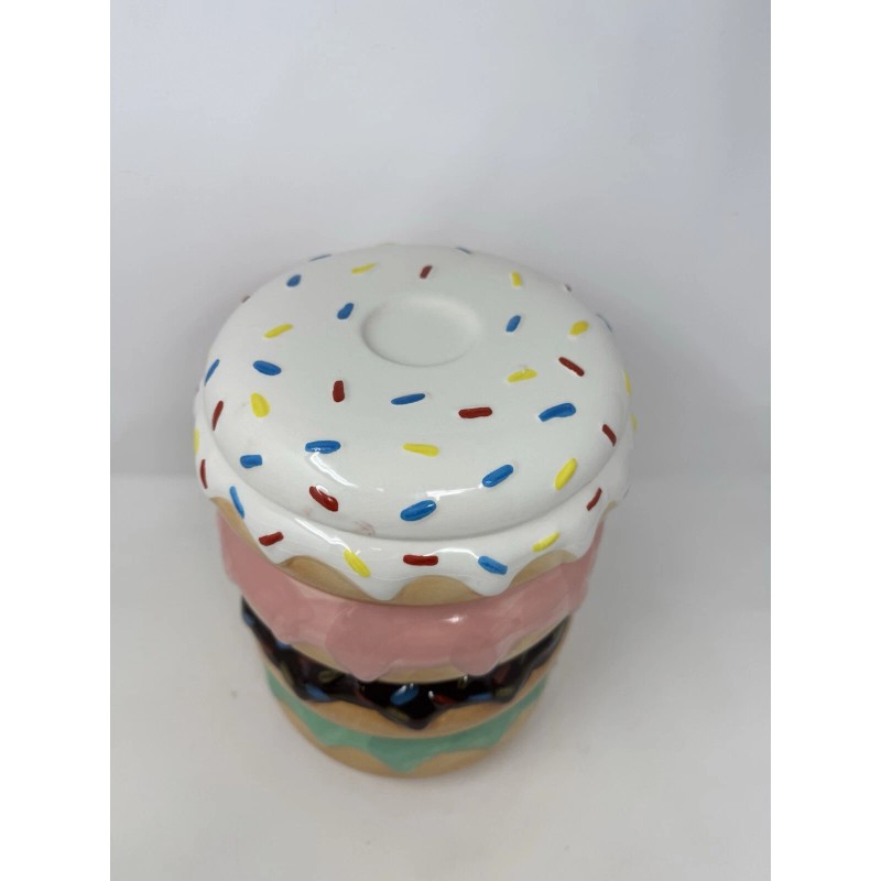 ELEMENTS NEW Large Ceramic Stacked DONUT COOKIE JAR Sprinkles Decor