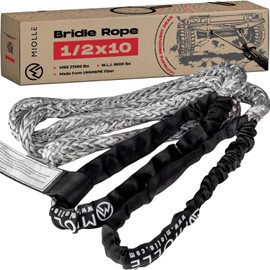 Miolle Tree Saver Tow Strap 1/2/'' x10' - Bridle Recovery Rope W.L.L. -9000 lbs - Heavy Duty Winch Extension - Emergency Off Road Recovery Rope (Grey, 1/2x10) (JL2304-BR)