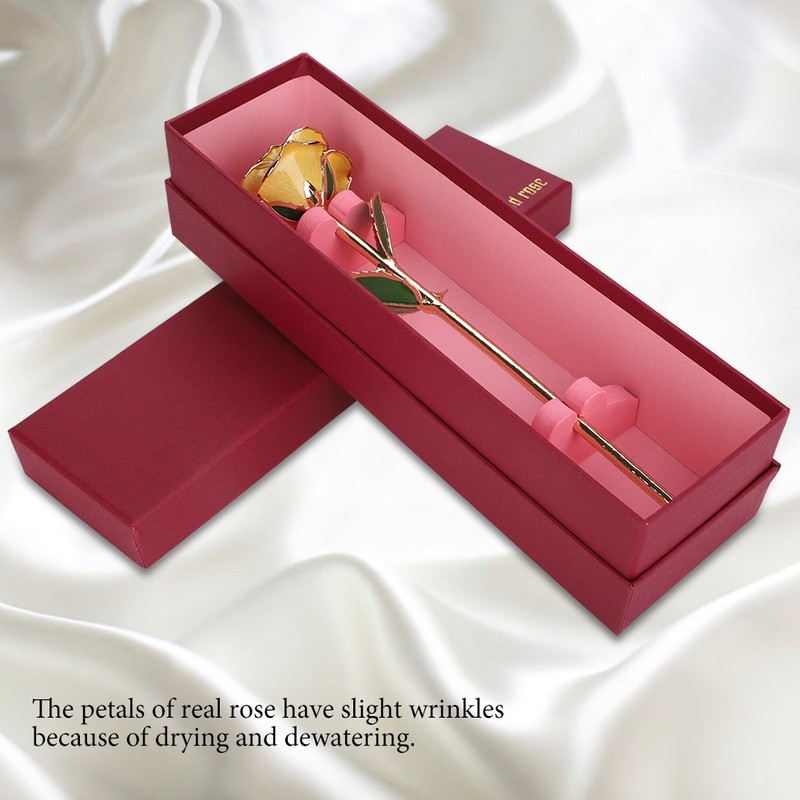 11'' Long Stem 24k Gold Dipped Real Rose Flower Valentine