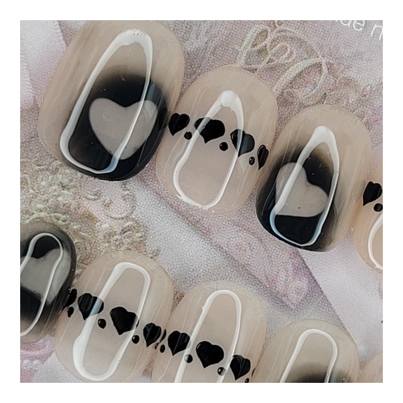Shadow Heart Handmade Nail Tips - Stiletto M / 쉐도우
