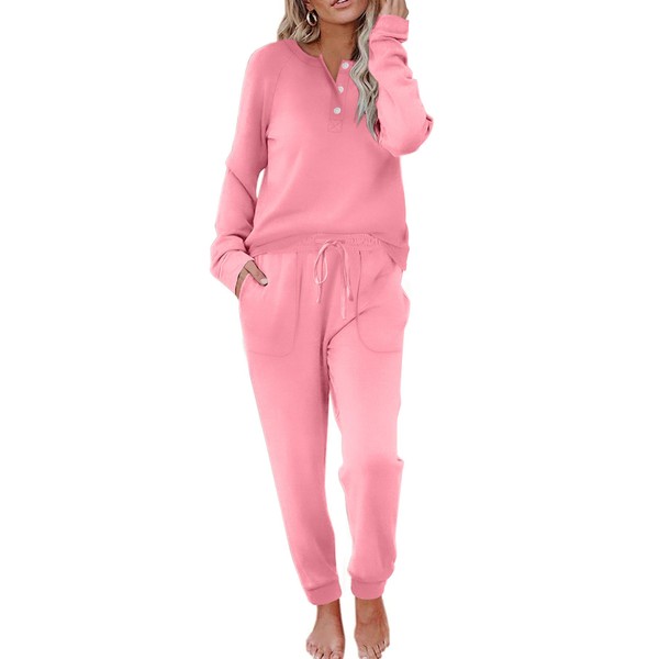Ekouaer Womens Pajamas Long Sleeve Pjs Soft Jogger Sets Comfy