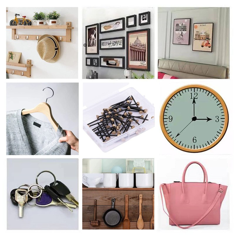 Picture Pins, 60PCS Picture Nails Pins for Hanging Pictures Brass