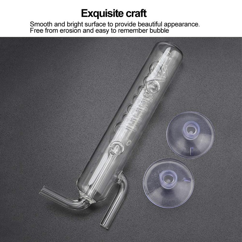 Phefop Aquarium Bubble Counter Transparent Corrosion Resistant Glass CO2 Spiral