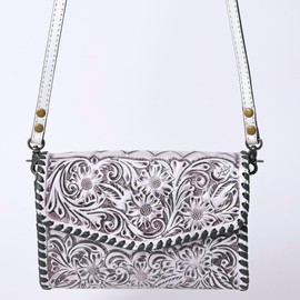 American Darling Wallet Hand Tooled Genuine Leather Western Women Bag | Handbag Purse White | Women Wallet | Wristlet Wallet
