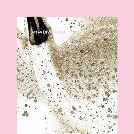 Pink Gellac Shellac Gel Nail Polish 15 ml for UV LED Lamp 174 Diva Gold with Glitter Gel Nail Polish for UV Nail Lamp Pink LED Nail Polish Gel Polish Nail Gel