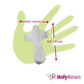 HolyRoses Olive Wood Holding Comfort Cross with Velveteen Bag Perfect for Prayer and Meditation. Fits Comfortably in Adult Hand - With Explanation Card and Psalm 23 - Crafted in Bethlehem