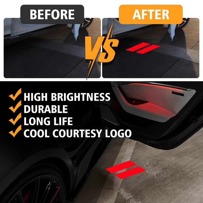 2Pcs Door Lights Logo for Dodge Challenger 2015-Present, Puddle Lights,