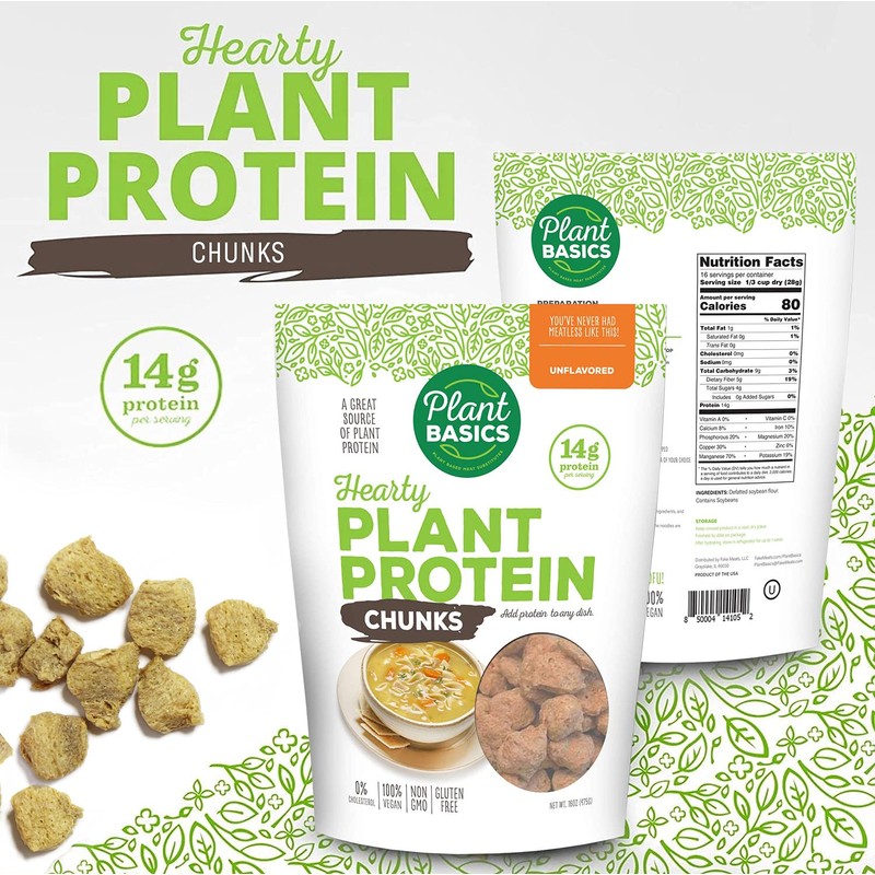 Plant Basics - Hearty Plant Protein - Unflavored Chunks, 1