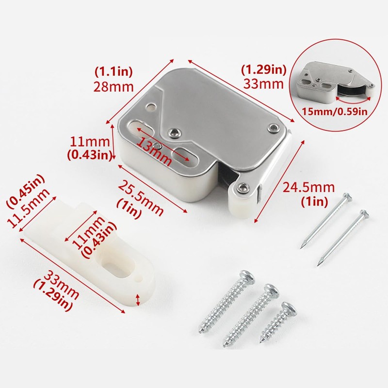 5 Sets Mini Automatic Rebound Cabinet Door Lock Push to
