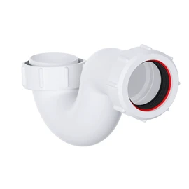 Shallow P Trap 40mm (1.1/2 Inch) Bath Trap/Shower Trap with Universal Outlet, White Shallow Bath Trap and Bath Waste Pipe Solution