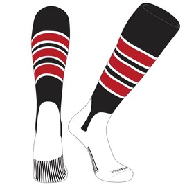 PEAR SOX OTC Baseball Softball Stirrup Socks (C, 5in) Black, White, Red (M)