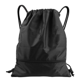 JALEVID Gym Bag with Zip Drawstring Backpack Sports Bags Black Sports Bag for Men Women for Sports Travel School Holiday Travel Hiking, black