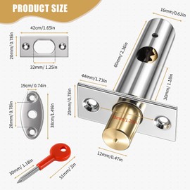 2 Pack Mortice Door Latch, Internal Door Bolts Door Catch Internal Door Lock with 2 Star Keys for Doors and Windows