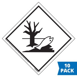 Marine Pollutant Marking Placard 10-pk. - 10.75" x 10.75" Permanent Self Adhesive Vinyl, DOT Hazmat Compliant, J. J. Keller & Associates, Inc.