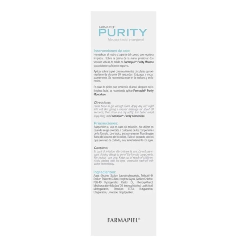 Purity Dermolimpiador Espuma Ácido Láctico 160ml Piel Grasa Antiacné