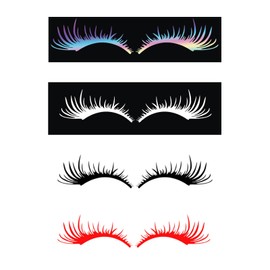 4 Pairs 4 Colors PVC Eyelash Car Stickers, Car Headlight Eyelashes, Charming Eyelashes Car Decoration, Waterproof Self Adhesive Eyelash Decals for Car Truck Headlight Body Decoration Wall Stickers