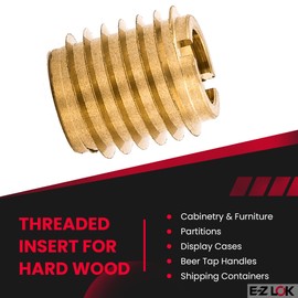 E-Z LOK 400-332 Threaded Insert, Brass, Knife Thread, 10-32 Internal Threads, 0.500" Length (Pack of 25)