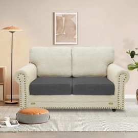 MAXIJIN Velvet Stretch Seat Cushion Covers Couch Cushion Cover for Individual Cushions Sofa Seat Cushion Slipcovers with Elastic Bottom (2 Piece Sofa Cushion Covers, Gray)