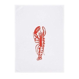 17;30 HOME Tea Towel 100% Cotton Vintage Lobster Eco Friendly White Red 50 x 70 cm