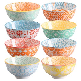 FERAHI Ceramic Bowls, 10 Oz Small Bowl, Set of 8 Ice Cream Bowls, Dessert Bowl for Salsa, Rice, Sauce, Side Dishes, Snack, Condiment, 4.75 Inch-Microwave Dishwasher Safe