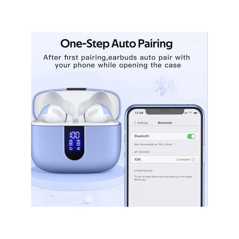 TAGRY Bluetooth Headphones True Wireless Earbuds(Purple