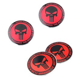 RHQFDM 4 Pieces Skull Hubcap Sticker Punisher Skull Hubcap Sticker Car Hub Centre Cover Decorative Sticker Compatible With 56mm Wheel Hubcaps(reddish-black)