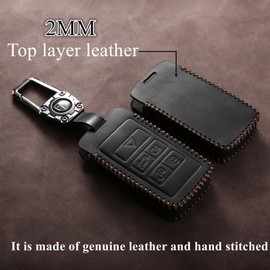 sevElvesin Genuine Leather Key fob Cover Compatible with Land Rover 2018-2024 Range Rover Evoque Sport Vogue Discovery for Jaguar E I-PACE Accessories (Style-B)