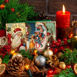 80 Pcs Vintage Christmas Greeting Cards Christmas Postcard 4 x 6" Santa and Christmas Reprint Antique Postcard Set Retro Christmas Cards Blank Christmas Greetings for Friends Relatives, 20 Designs