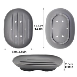 2 Pack Soap Dish, Bathroom Soap Dishes Soap Holder with Drain Holes, Soap Tray for Shower, Bathroom, Kitchen(Color:White+Gray)