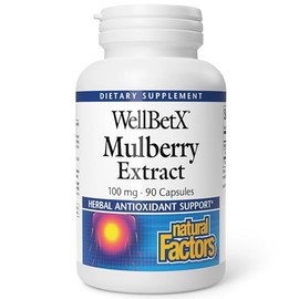 Natural Factors WellBetX Extracto de Morera – 100 mg, 90 Cápsulas para Control de Glucosa y Apoyo Metabólico