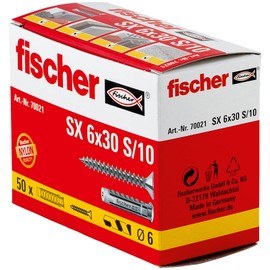 fischer Expansion dowel SX box with sustainable, all-purpose dowels made from renewable raw materials, optimum hold in concrete, perforated bricks, aerated concrete, solid brick and much more