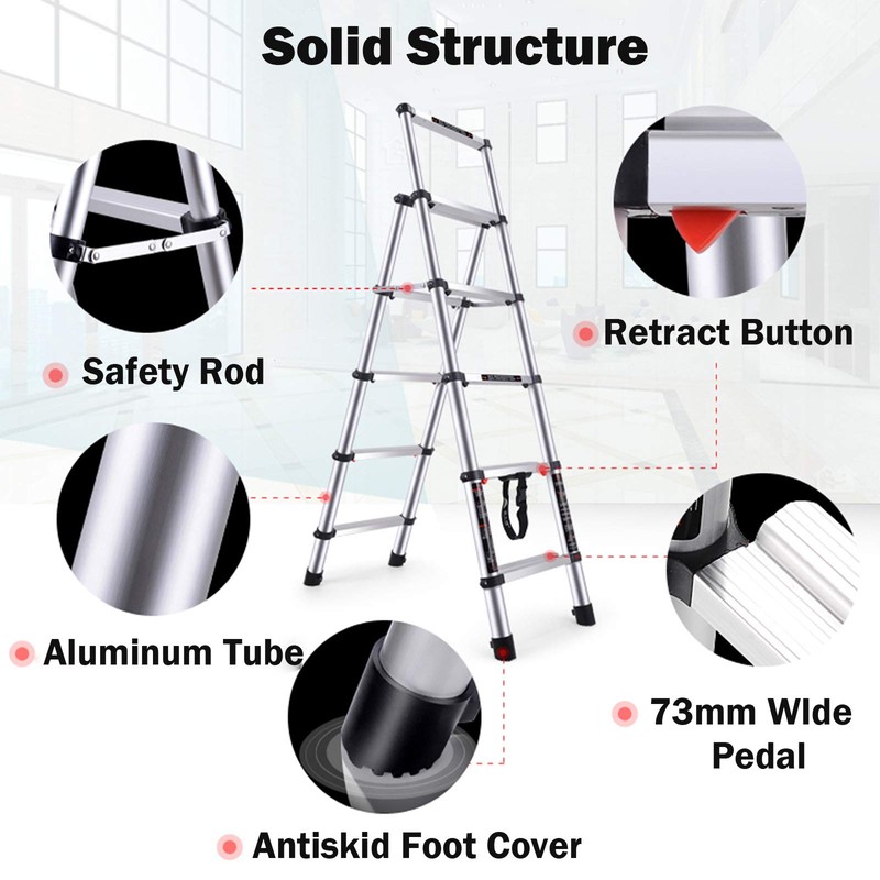 New Aluminum Alloy Telescopic Ladder Herringbone Ladder Project A-Frame Ladder