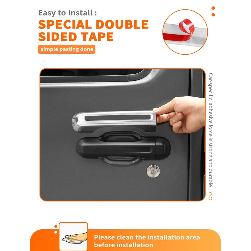 Savadicar 3-Piece Chrome Door Handle Cover Trim Kit for Jeep