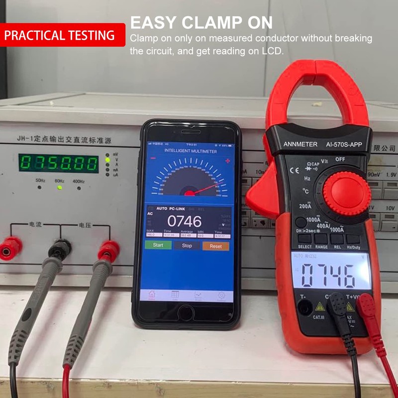 AIOMEST Clamp Meter Bluetooth Clamp Meter 570S-APP Digital Multimeter, Clamp