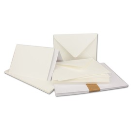 25 x Folding Cards Set DIN A6/C6 with Envelopes in Natural White - Includes Insert - 14.8 x 10.5 cm - Premium Quality - FarbenFroh