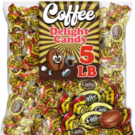 Coffee Candy Bulk, 5 Lb Coffe Delight Hard Coffee Candy, Made with Real Colombian Cofee, Individually Wrapped, Gluten Free Treat for Office
