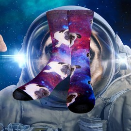 Benefeet Sox Mens Funny Crazy Socks Dog Socks Pug Socks Silly Socks for Kids Boys Galaxy Animal 3D Print Patterned Socks Pug Lover Cool Novelty Socks Women Girls Basketball Tube Socks, Pug
