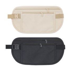 EPCDBBRT 2 Pieces of Close-Fitting Waist Bags, Travel Portable Waist Bags, Card Protection Bags, Cycling Waist Bags, Adjustable Waist Bags, Multifunctional Zipper Waist Bags