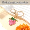 Kotkiddy Cute Oil Painting Strawberry Keyring Red Pink Strawberry Fruit