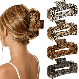 laxizar 4 Pcs Hair Clips 4.1 Inch Claw Clips Leopard Hair Accessories