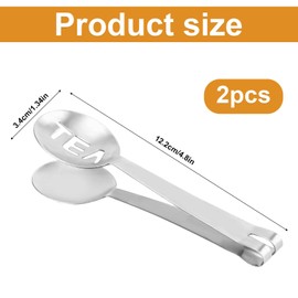 2pcs Stainless Steel Tea Bag Squeezer Tongs, Premium Metal Teabag Strainers Multi-Use Practical Spoon Clip Filters Accessories Supplies for Drinkers Lovers Gifts (Silver)