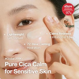 NATURAL DERMA PROJECT NDP Cica Cream - Crema hidratante facial de gel para aliviar quemaduras solares, hidratante coreano ligero para pieles sensibles