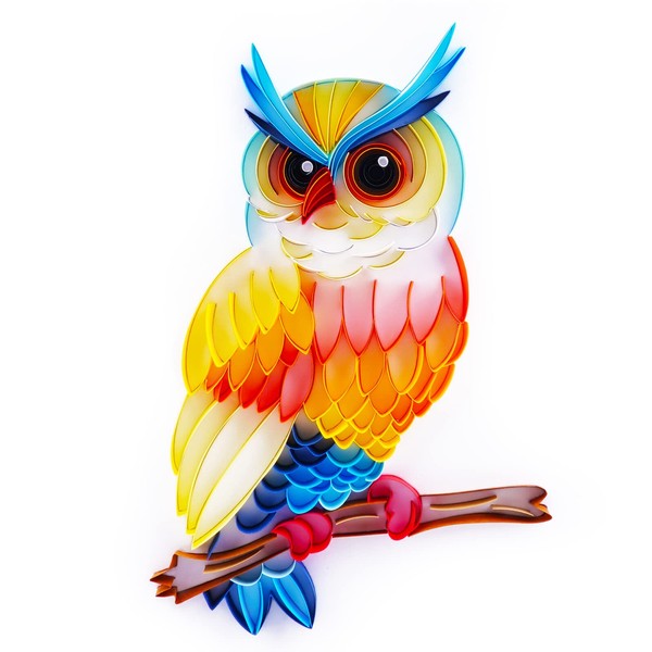 Uniquilling Quilling Paper Quilling Kit for Adults, 8*10-inch Witty Owl, Exquisite Handmade for Beginner DIY Craft Painting Kits Tools, Home Room Wall Art Decor Best Gifts(Basic)