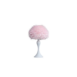 ORE International 18.25" in Soft Pink Feather Aquina Crisp White Contour Glam Table Lamp