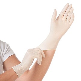 FRANZ MENSCH Hygostar Grip Latex Gloves, Powder-Free, Box, White, 8/M, 24 cm, Pack of 1000, Disposable Gloves, Pack of 8/M, 24 cm, White