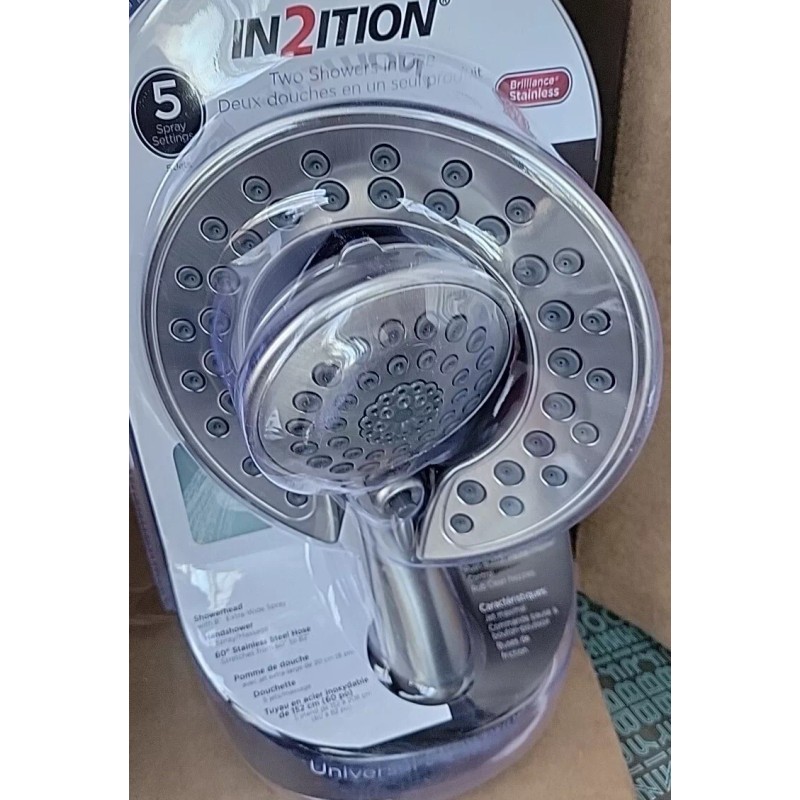 Delta 58569-SS-PK In2ition 2in1 5-Spray Dual Fixed Handheld ShowerHead Stainless