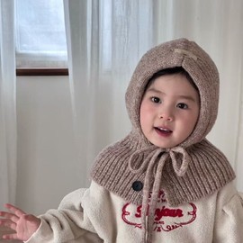 Children's Balaclava Hat & Wool Scarf for Autumn Winter - Girls, Baby LF1932 Free Size/Red 3ea